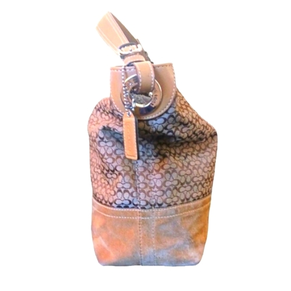 Coach Signature Jaquard and Suede Tan Hobo Shoulder Bag - Picture 2 of 13